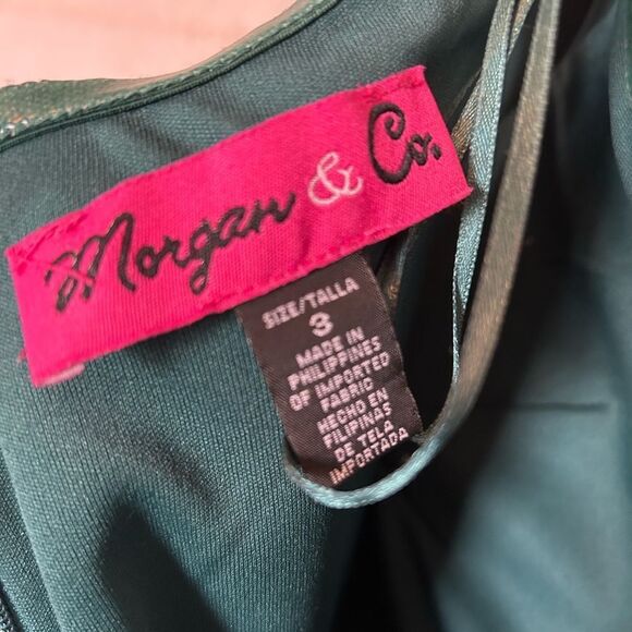 MORGAN & CO Green Velvet Sequined Off-the-Shoulder Fairy Dress 3 - Picture 7 of 15